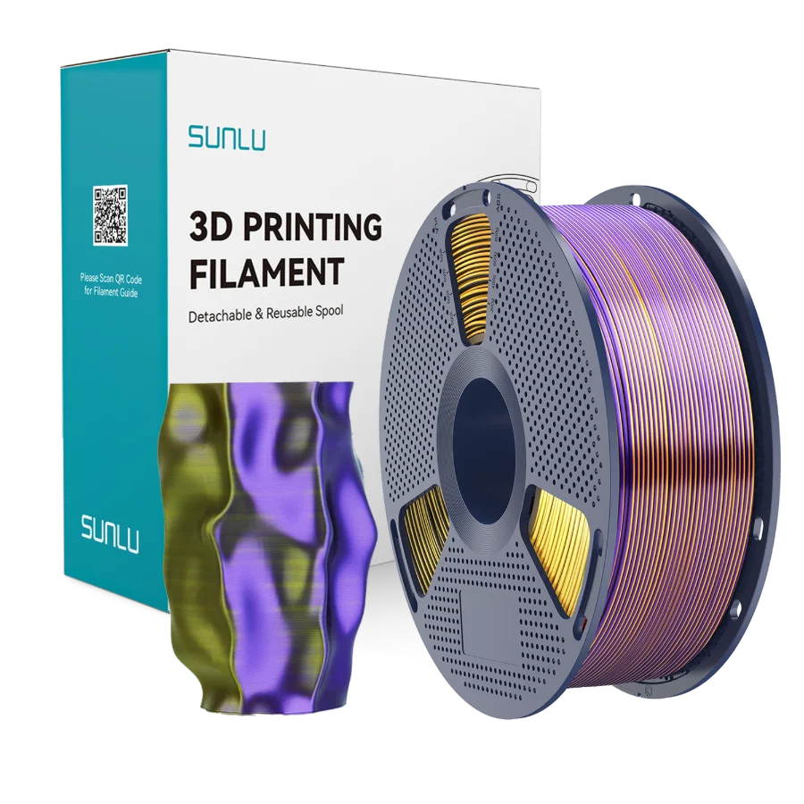 Silk PLA+ Tri-Color Black Gold Purple