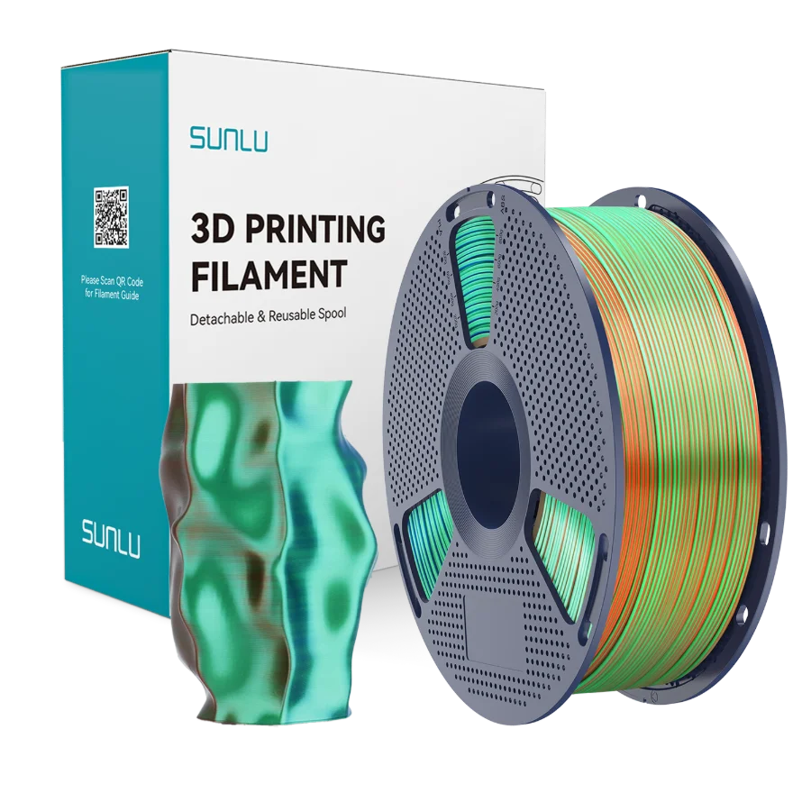 Silk PLA+ Tri-Color Orange Blue Green