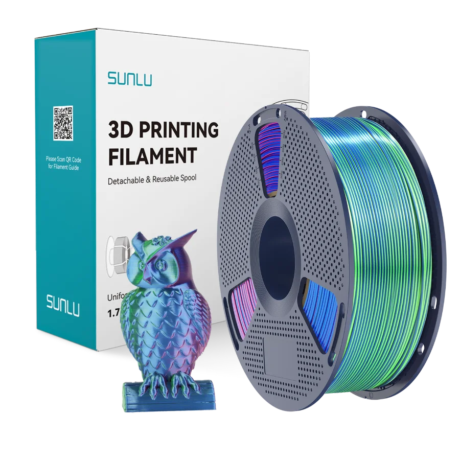 Silk PLA+ Tri-Color Blue Green Purple